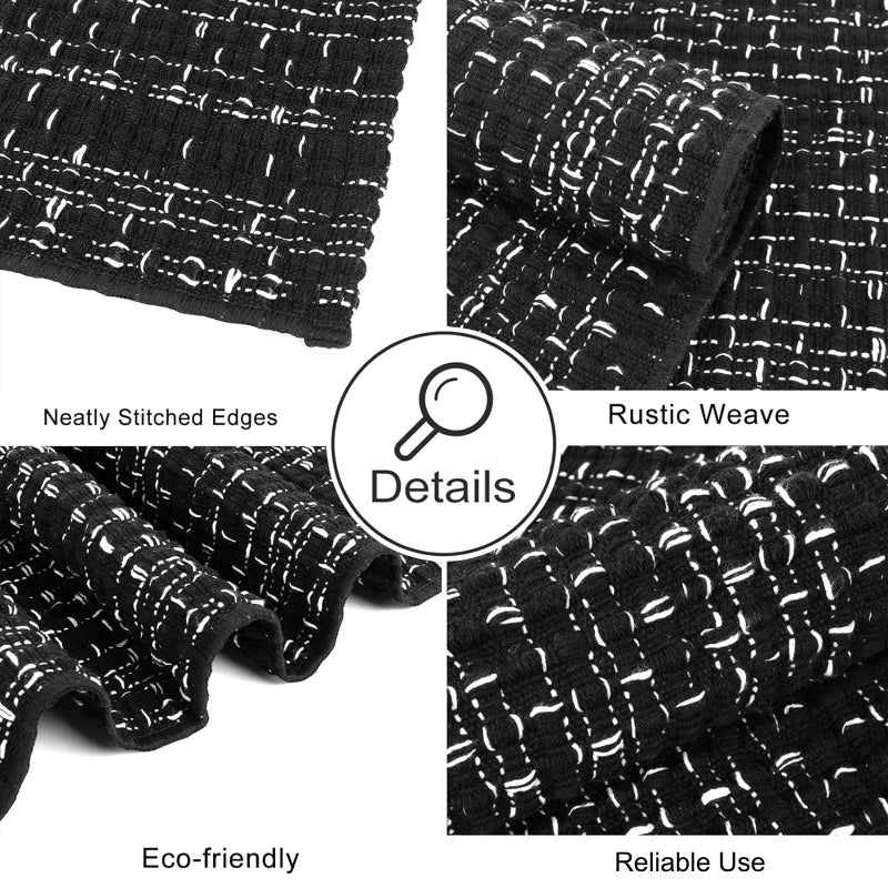 Seavish Black Laundry Room Rug, 2'x4.2' Chindi Rug, Low Pile Cotton Woven Decorative Bohemian Hallway Throw Runner Rugm Small Area Rug for Bedroom Kitchen Sink Bathroom - Image 3